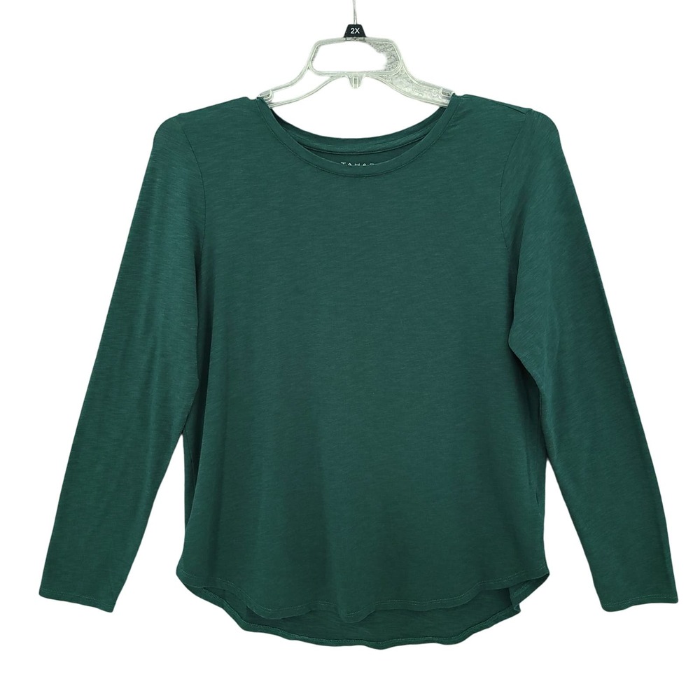 Tahari Emerald Green Long Sleeve T Shirt Top Womens Size XL